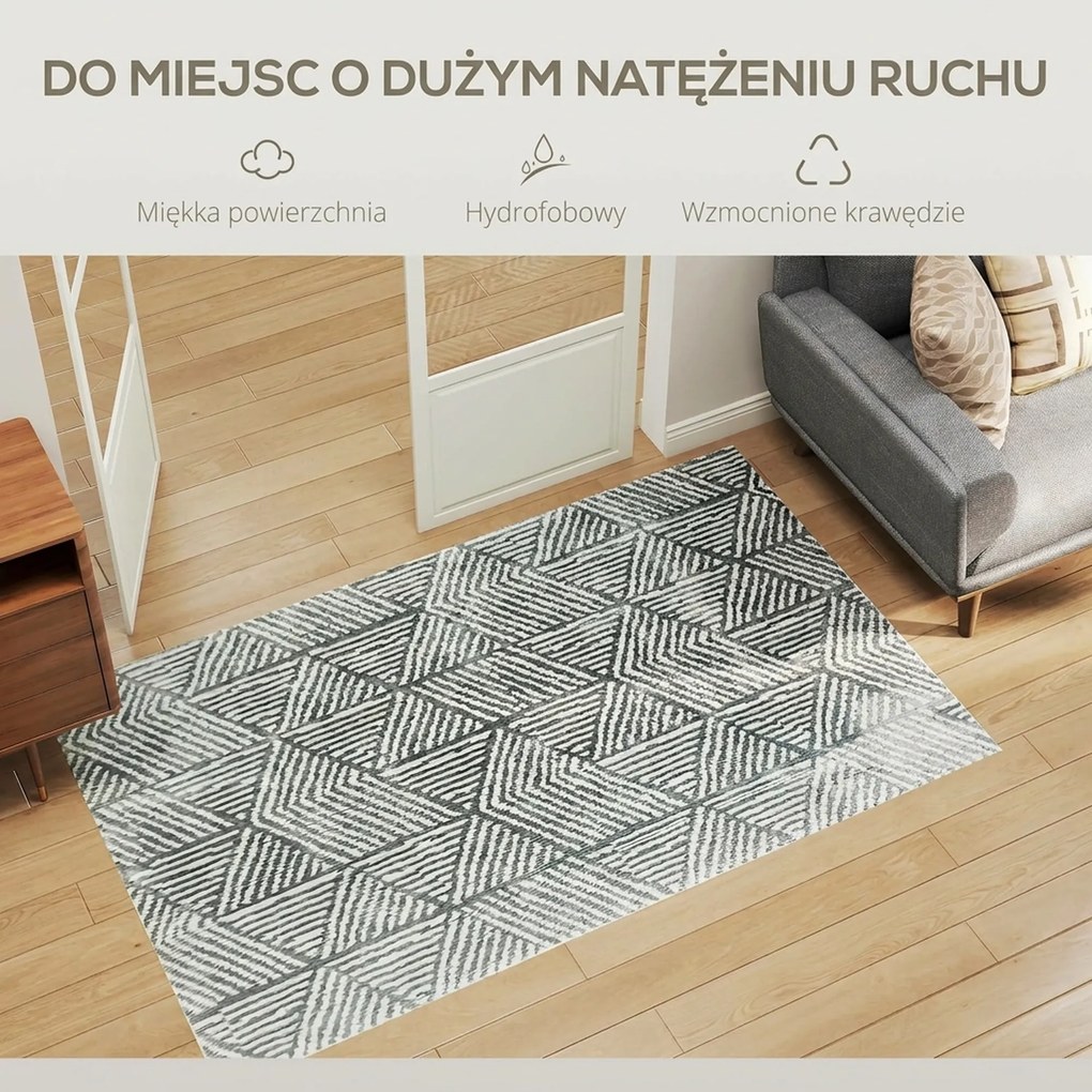 HOMCOM Dywan do salonu w nowoczesnym stylu, zmywalny dywan 150 x 80 cm Ciemnoszary