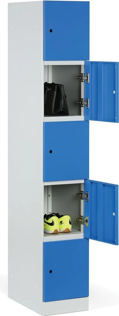 Szafka skrytkowa S1, 5 schowków, 1850 x 300 x 500 mm, zamek cylindryczny, drzwi czerwone