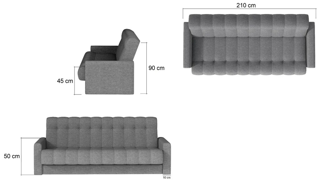 Sofa rozkładana z funkcją spania GARETT szara/czarna ELTAP
