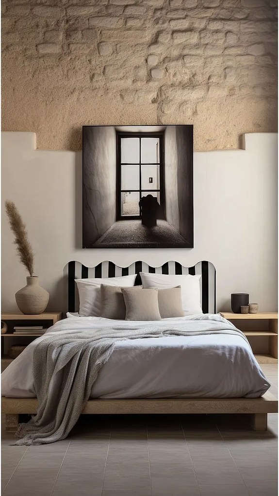 Zagłówek falisty, biały/czarny 160x73,5 cm