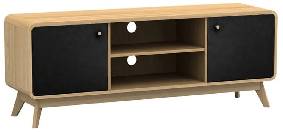 Czarna szafka pod TV w dekorze dębu 140x53 cm Cassie – Støraa