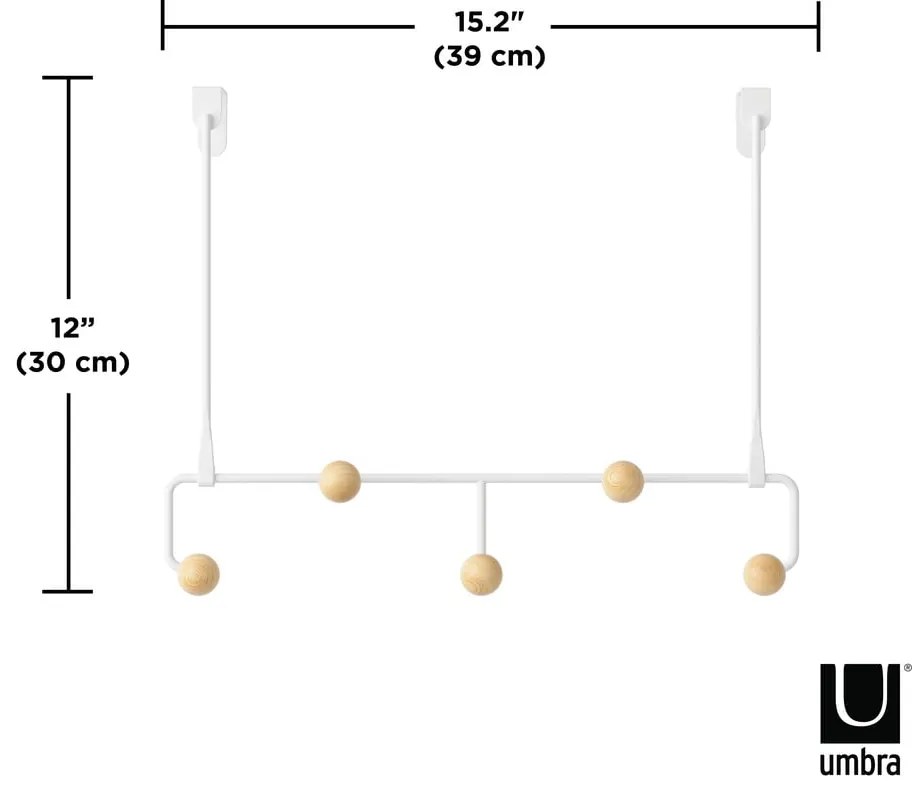 Biały metalowy wieszak na drzwi 39 cm Estique – Umbra