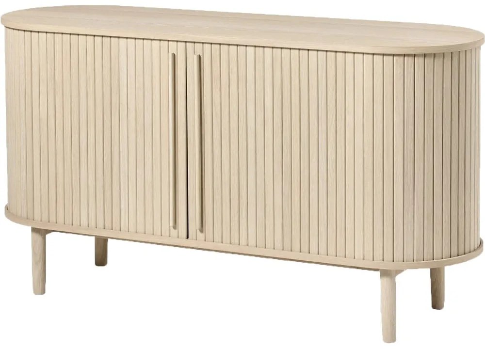 Komoda w dekorze dębu z drzwiami przesuwnymi w naturalnym kolorze 140x76x45 cm Meta – Unique Furniture