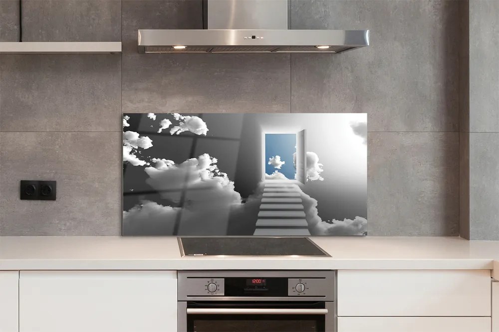 Panel szklany do Kuchni Schody do Drzwi w Chmurach