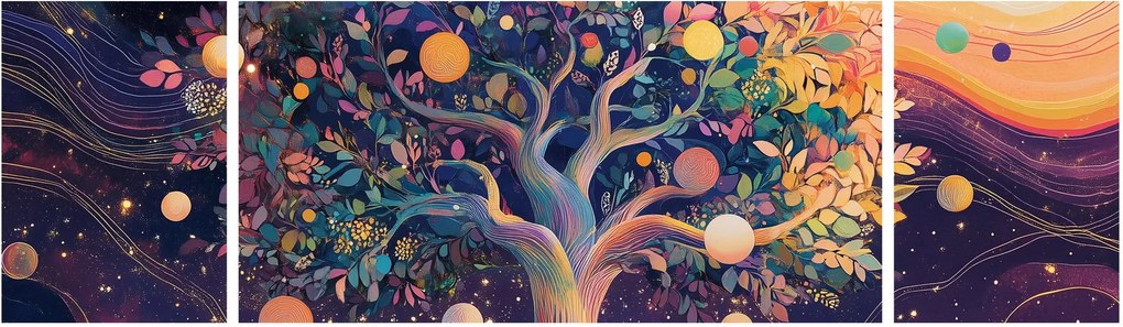 Obraz – Fioletowe drzewo pełne energii (170x50 cm)
