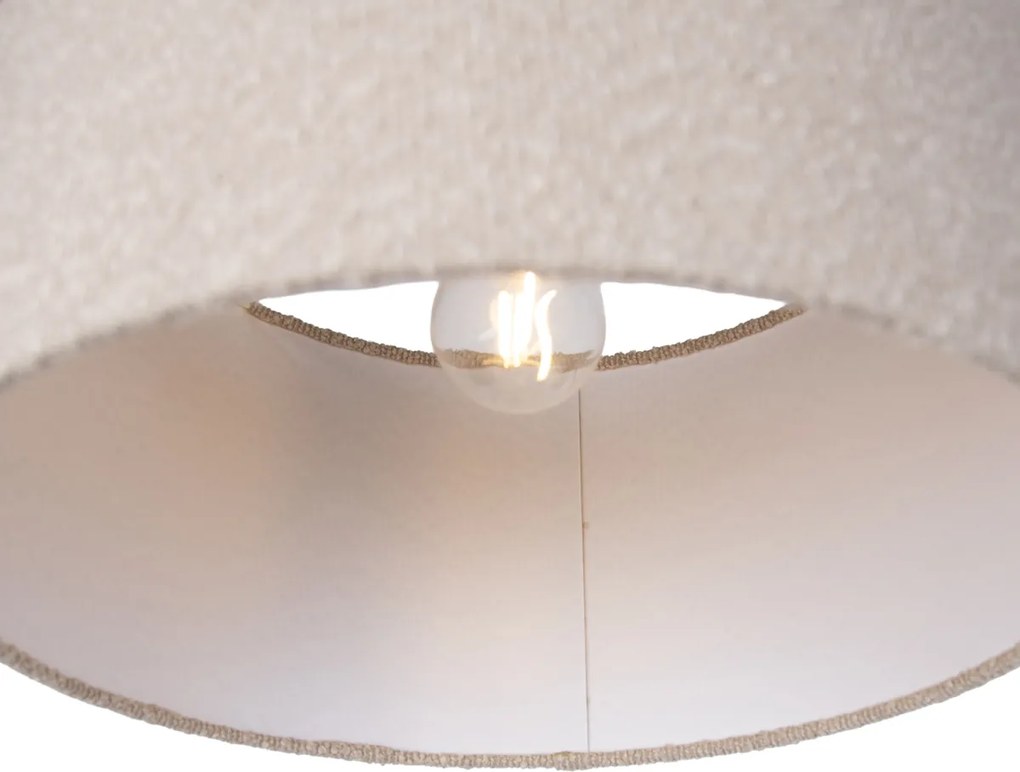 Lampa wisząca czarna z beżową tkaniną typu teddy 35 cm 3-źródła światła - Cava