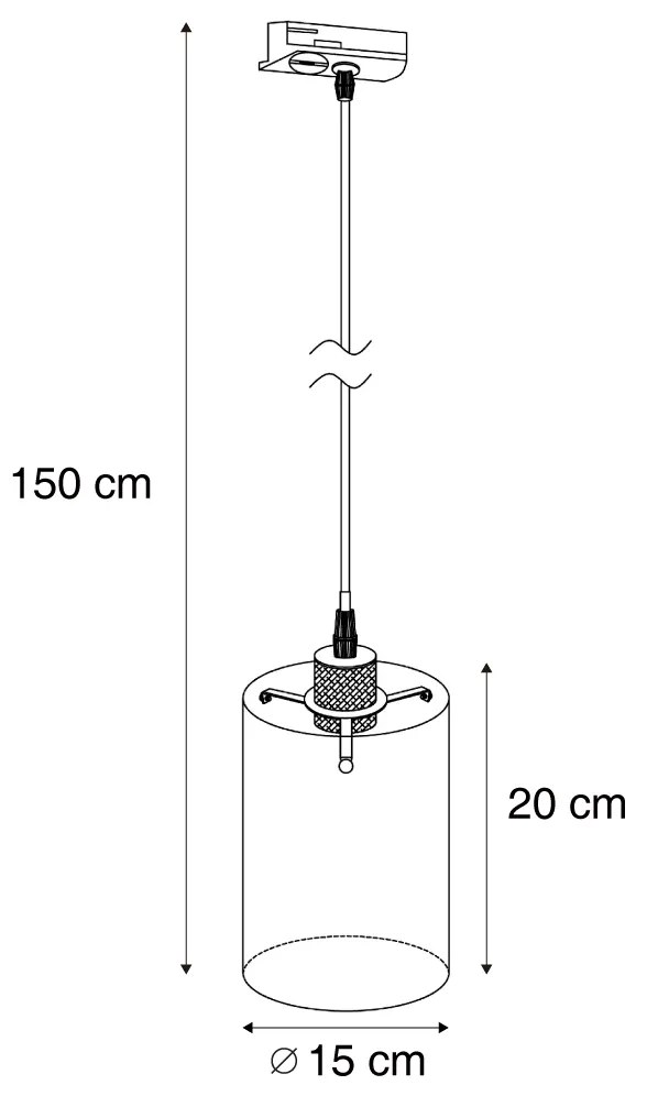 Nowoczesny reflektor w kolorze ciemnego brązu z bursztynowym szkłem do systemu szynowego 1-fazowego - Iconic Dome Nowoczesny Oswietlenie wewnetrzne