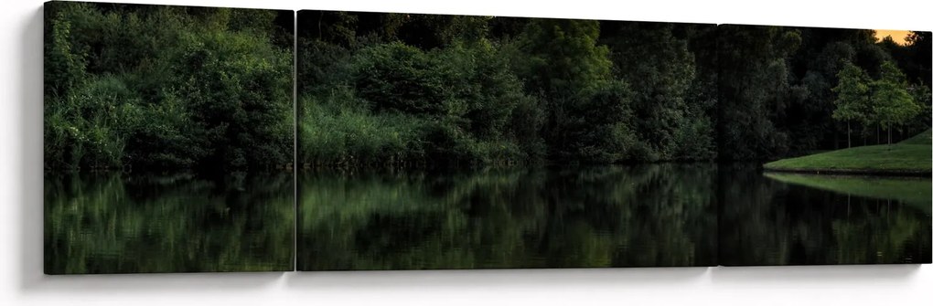 Obraz jeziora przy lesie (170x50 cm)