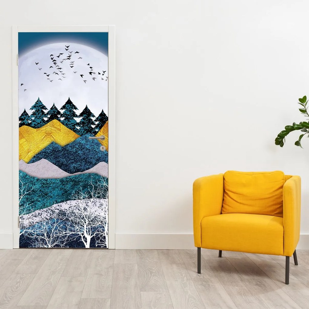 Fototapeta na drzwi - Polarny krajobraz (95x205cm)