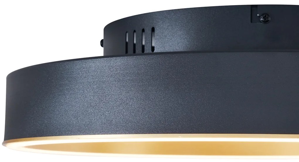 Designerska lampa sufitowa czarna ze złotem 40 cm z 3-stopniowym przełącznikiem LED - IngoDesignerski Oswietlenie wewnetrzne