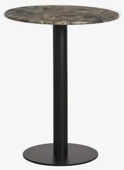 Okrągły Barowy Stół Z Naturalnego Kamienia Xiren Ø60 Cm & Czarny & Zielony Marmur Forest - Sklum