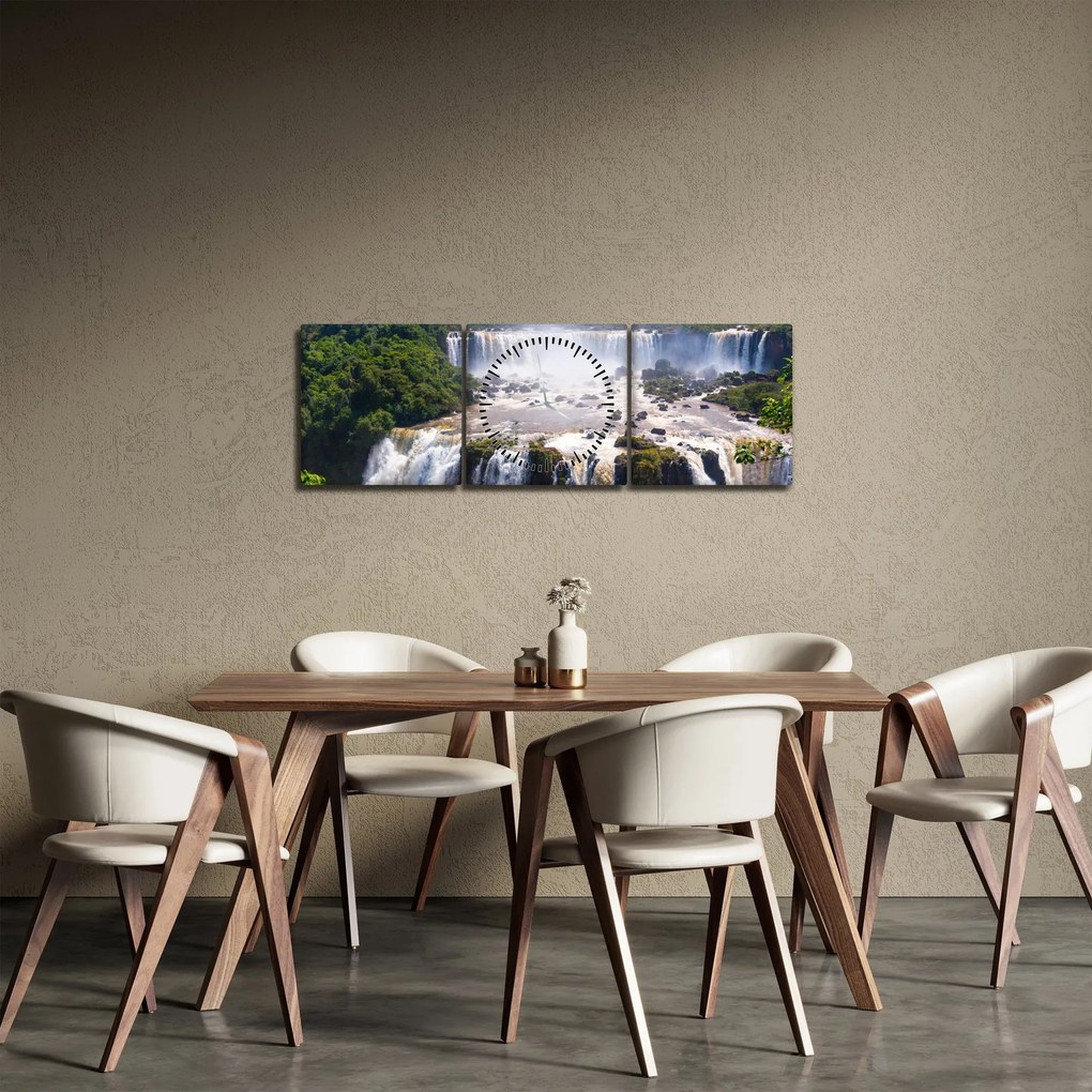Obraz wodospadu Iguassu (z zegarem) (90x30 cm)