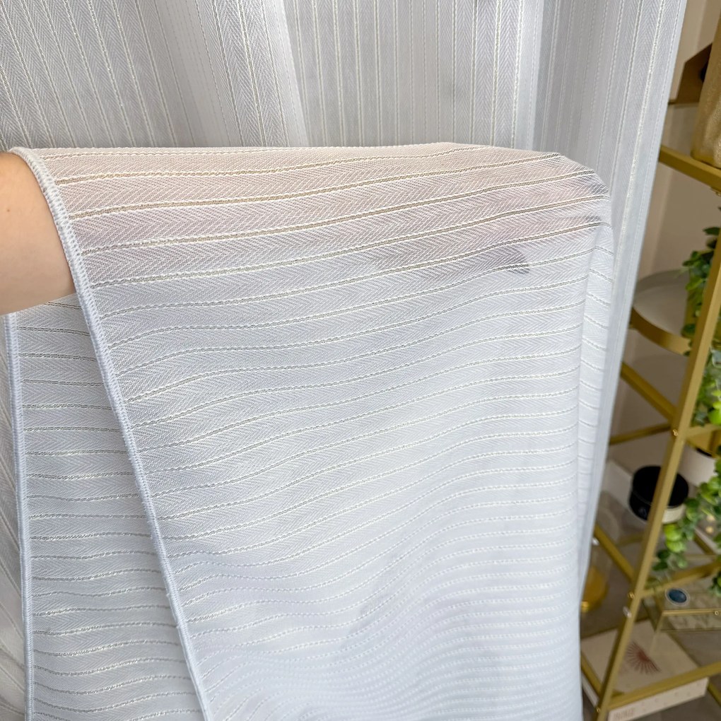 Firana gładka na metry Złota Jodełka paski fantazyjna - wys. 330 cm