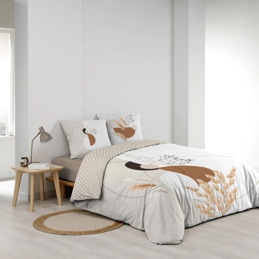 Biało-beżowa bawełniana pościel dwuosobowa 240x220 cm Natacha – douceur d'intérieur