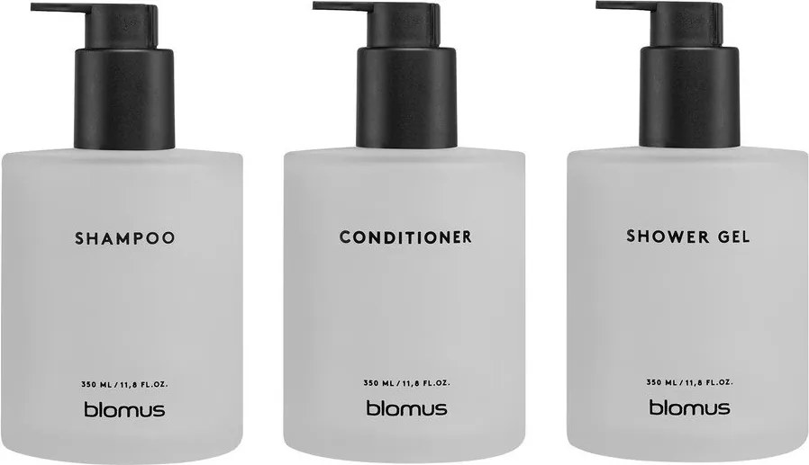 Białe ścienne szklane dozowniki do mydła 3 szt. 350 ml Kirei – Blomus