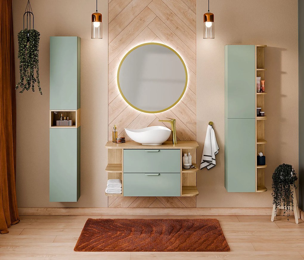 Zielony wiszący półsłupek łazienkowy - Verdessa 4X