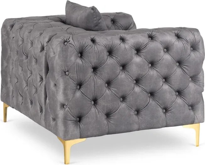 Fotel Wypoczynkowy SORRENTO 1S Szary Welurowy Glamour