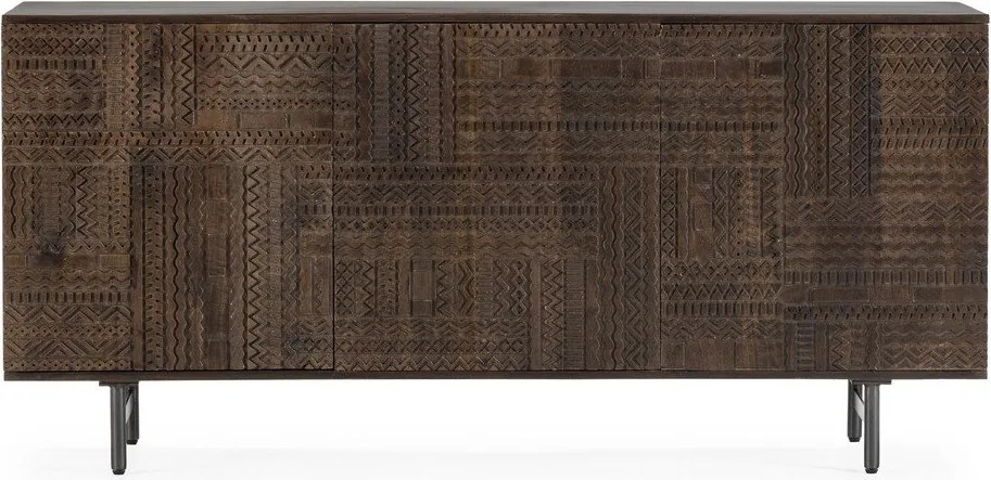 Ciemnobrązowa komoda z litego drewna mango 160x75x40 cm Kalai – MOME