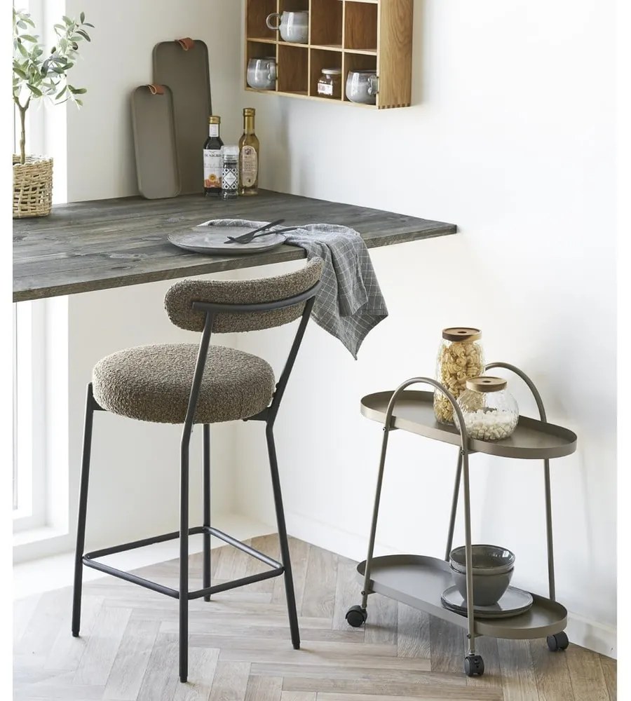 Brązowy tapicerowany hoker (wysokość siedziska 65 cm) Badalona – House Nordic