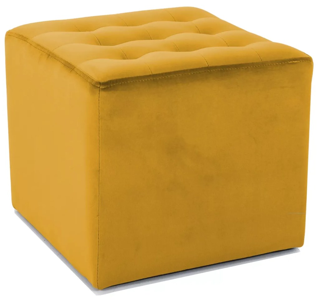Musztardowy puf LORI VELVET