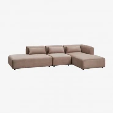 Sofa Modułowy Z Prawym Szezlongiem, 3-częściowy Z Otomanką Fogler Sztruks Brąz Karmelowy - Sklum