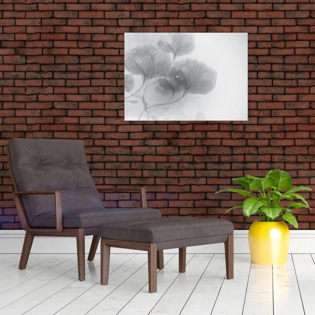 Obraz na szkle kwiatów w odcieniach szarości (70x50 cm)