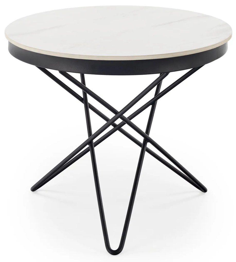 Okrągła ława spiek biały marmur/czarny 60/55 LEILA 2