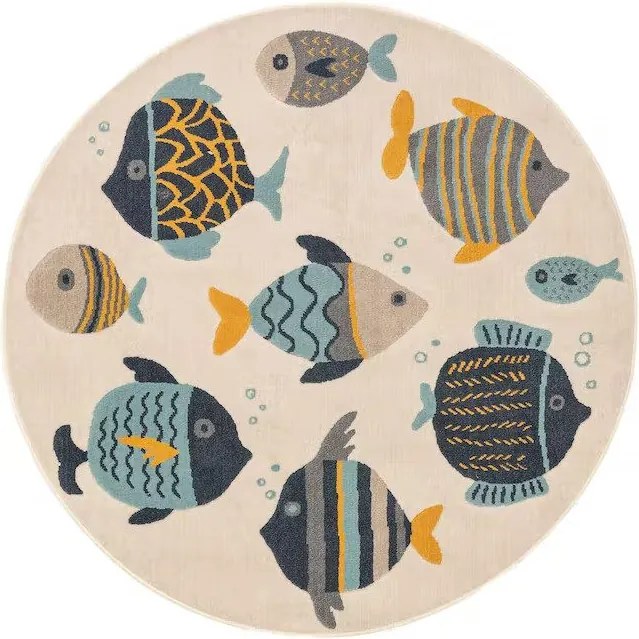 Okrągły dywan dziecięcy w rybki Fabius