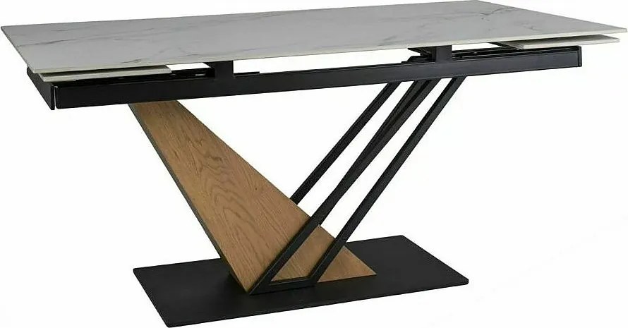 Stół rozkładany GENESIS 180(240)x90 biały marmur/dąb