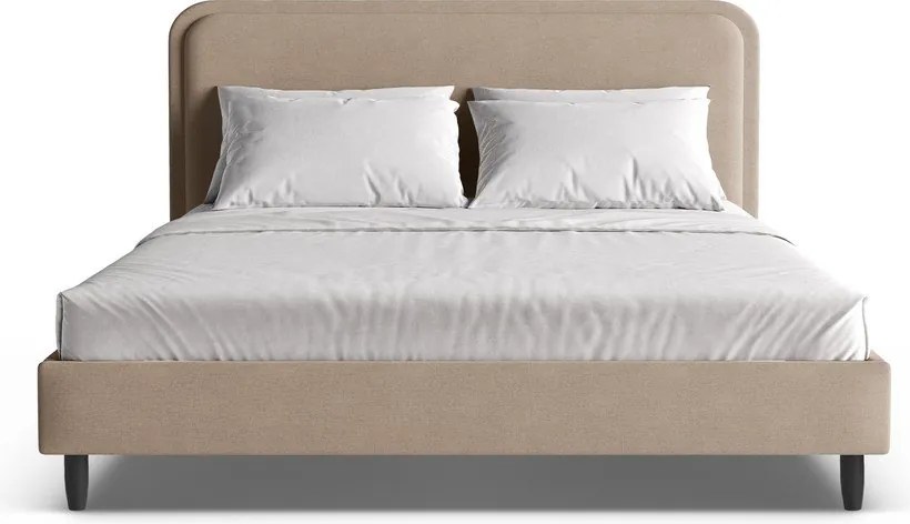 Szarobeżowe tapicerowane łóżko dwuosobowe ze stelażem 200x200 cm Aveline – Micadoni