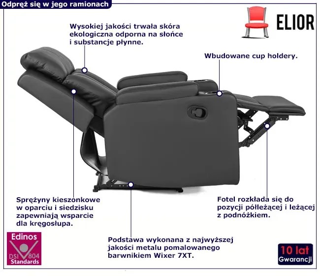 Czarny nowoczesny fotel wypoczynkowy - Ixar 3X