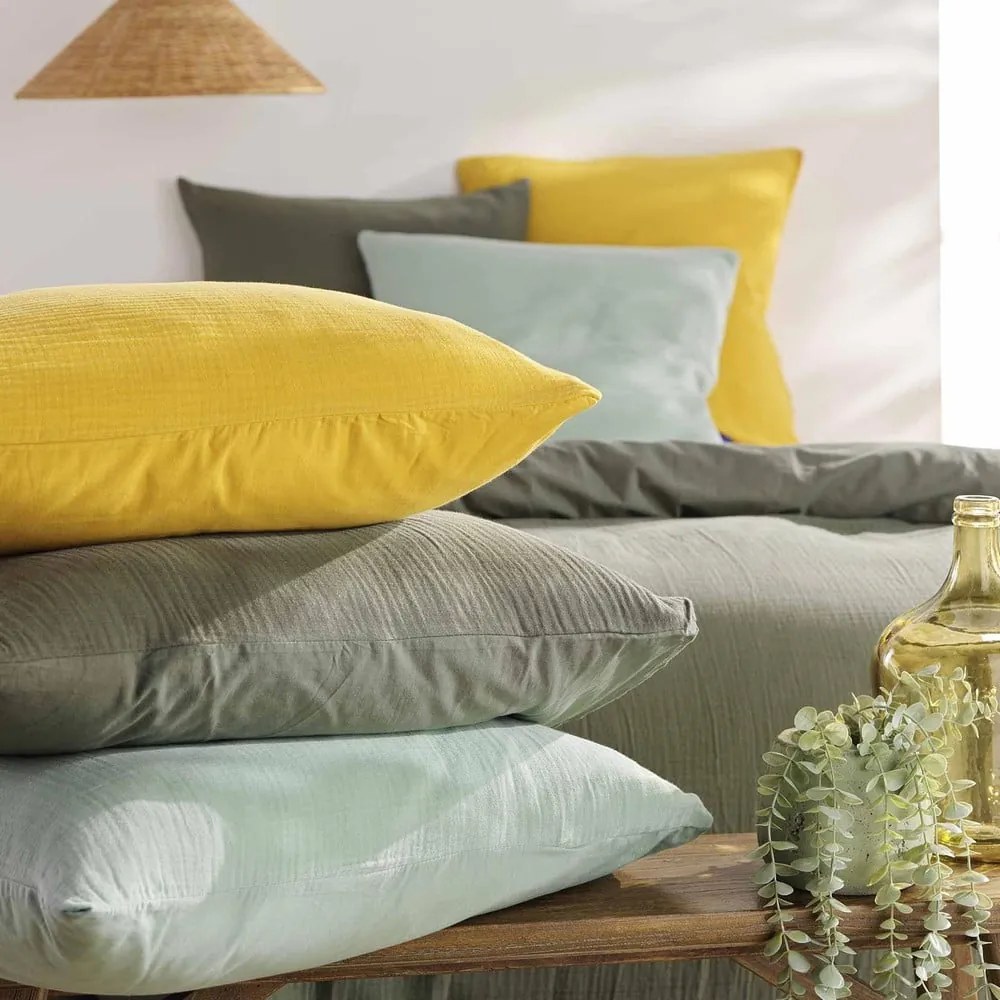Jasnozielona pościel dwuosobowa muślinowa 240x220 cm Angelia – douceur d'intérieur