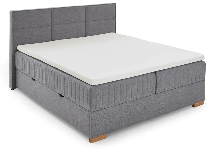 Szare łóżko boxspring ze schowkiem 160x200 cm Tambo – Meise Möbel