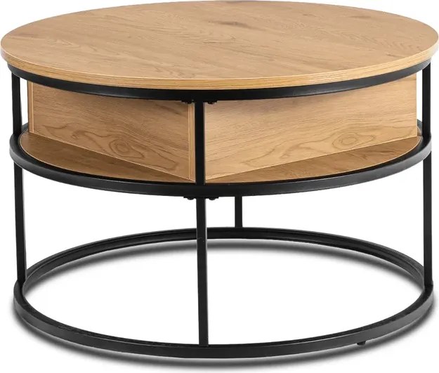 Stolik Kawowy ASTUR 80 cm z Podnoszonym Blatem Dąb/Czarny Loft