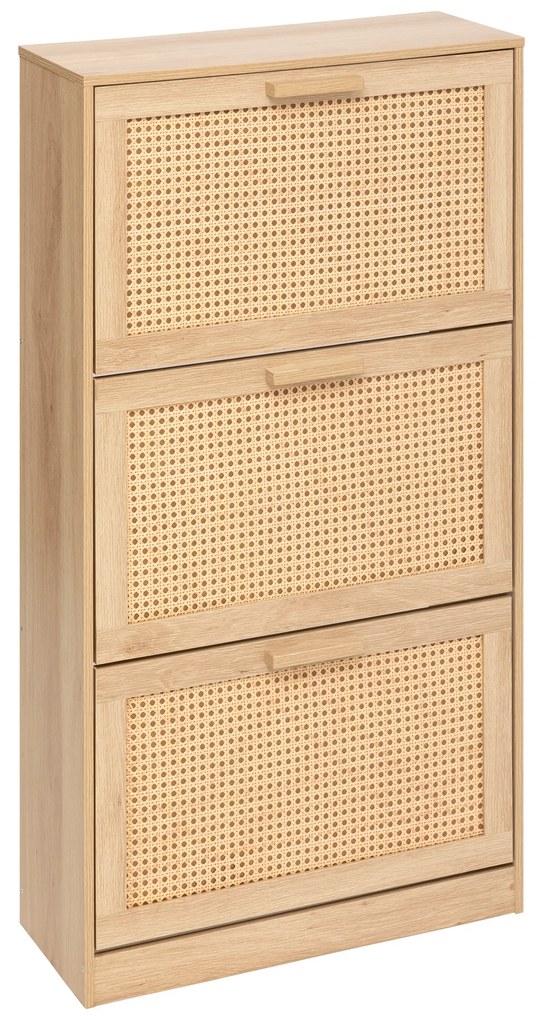Szafka na buty wąska wysoka CANE, plecionka wiedeńska, 60 x 24 x 113 cm