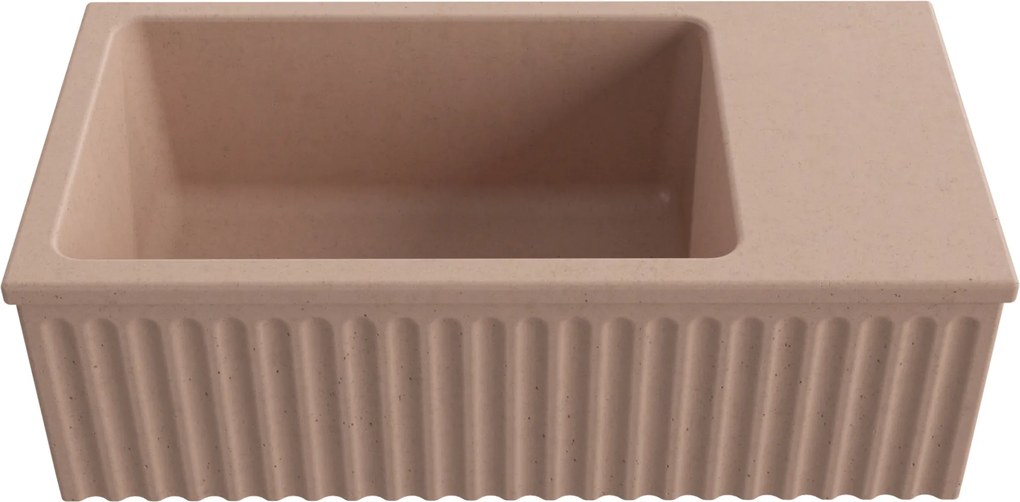 Massi Umywalka betonowa ryflowana nablatowa / wisząca prostokątna 60 x 30 cm WELLE Czarna | różne kolory