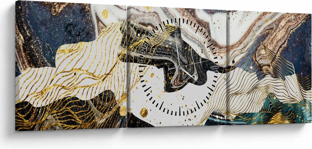 Obraz - Designerski marmur (z zegarem) (90x30 cm)