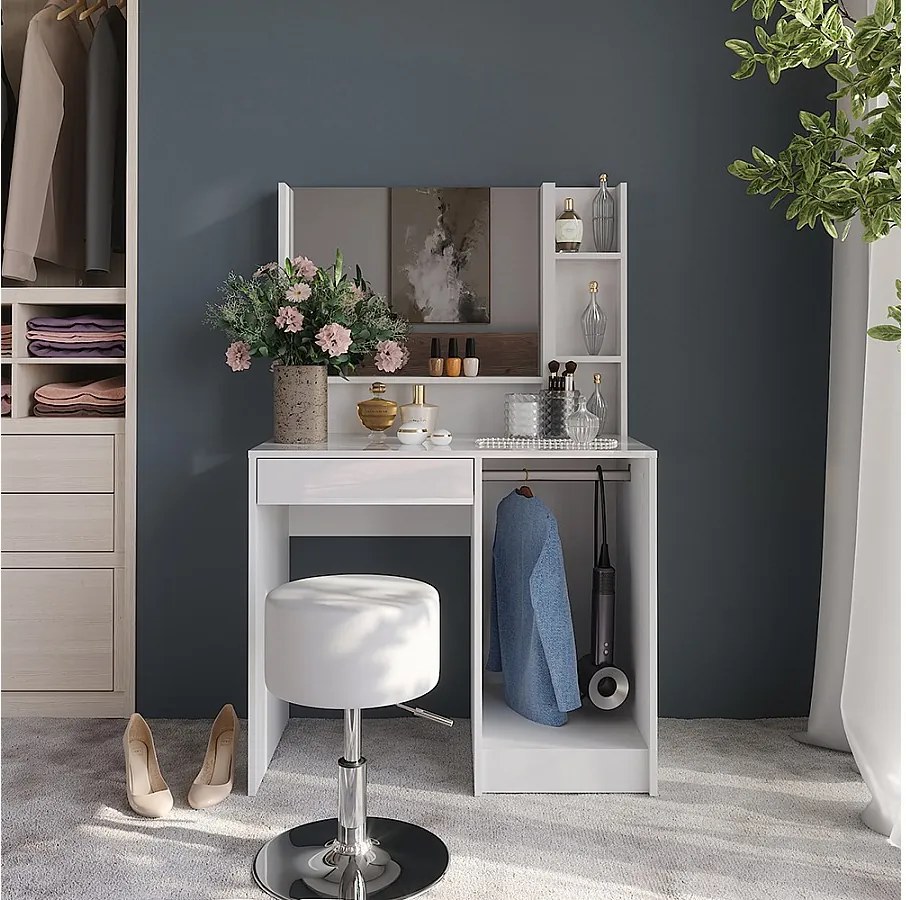 Stół toaletowy biały/biały wysoki połysk 89.8x50.1x76 sherry