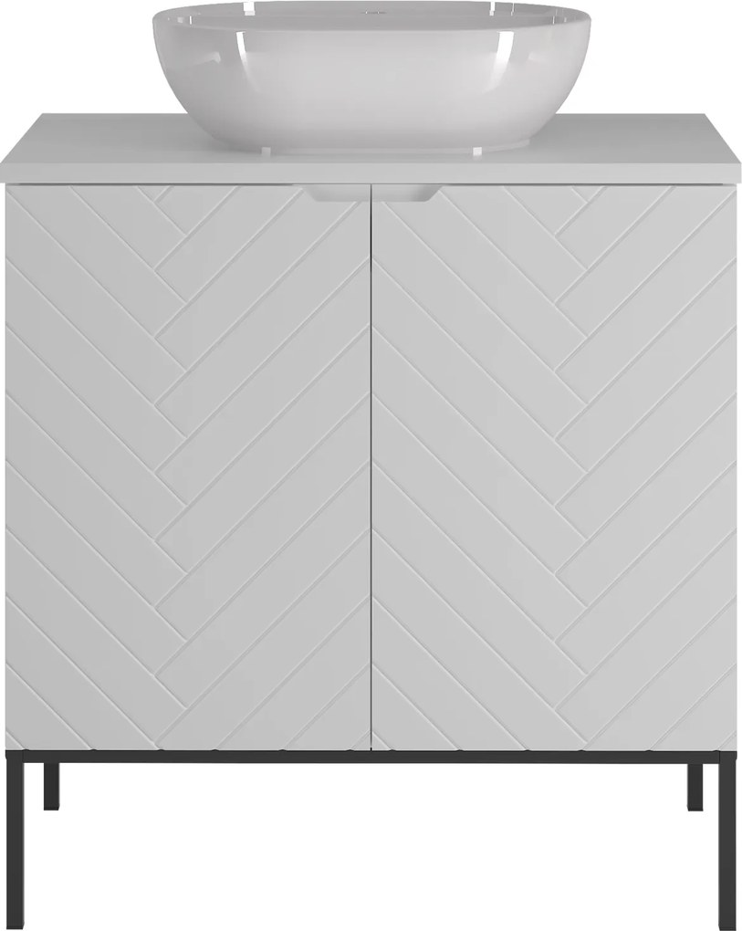 Szafka z umywalką nablatową Aspen 08, biały mat/czarny, 80 cm - zestaw 2