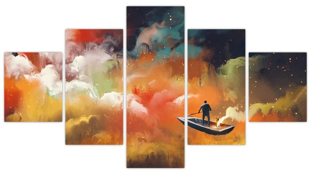 Obraz - człowiek unoszący się w kosmosie (125x70 cm)