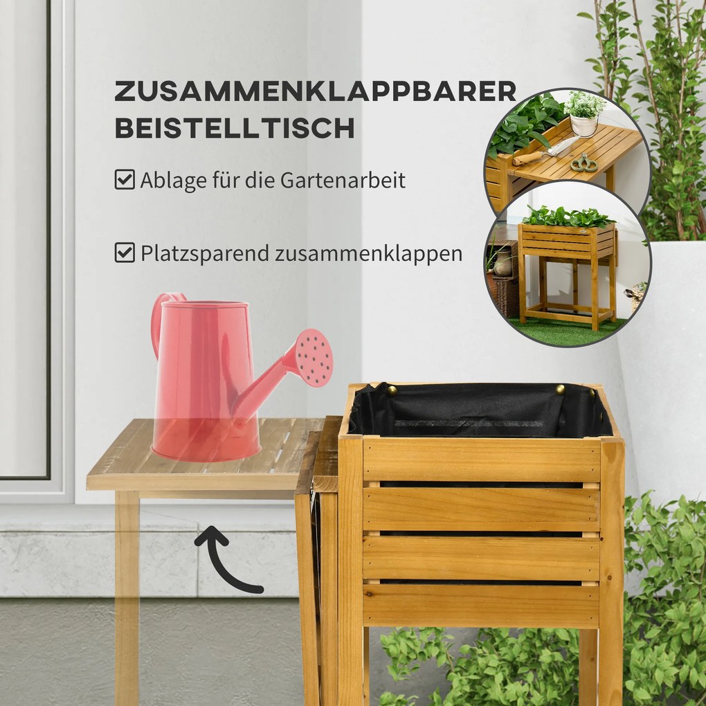 Outsunny podniesione łóżko kwiat pole łóżko ziołowe ze składanym blatem do ogrodu