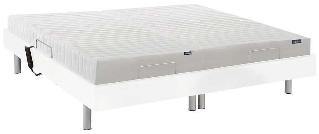 Łóżko elektryczne z funkcją relaksu z materacem z lateksową warstwą wierzchnią - 2 x 90 x 100 cm - białe - ETHER YSMÉE