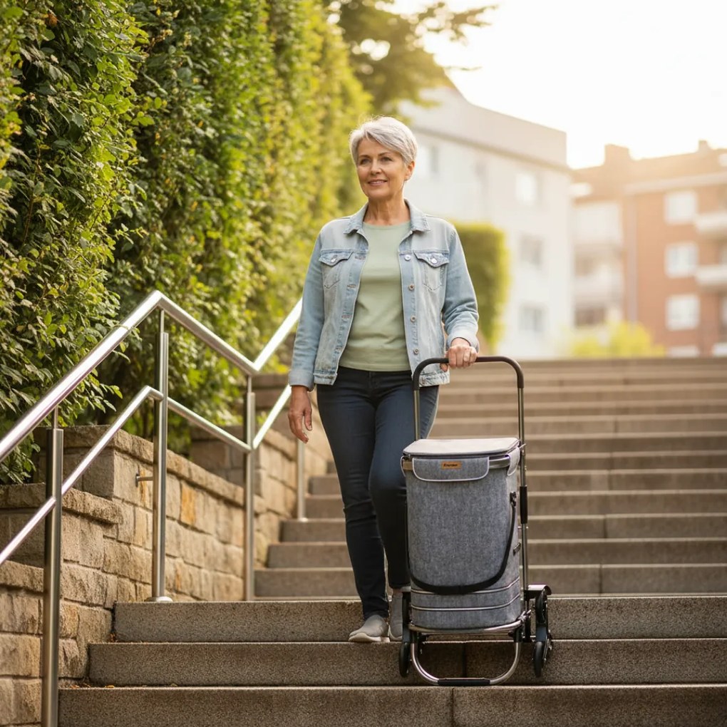 Torba na zakupy na kółkach do schodów COMFORT, 50l, szara Jurhan