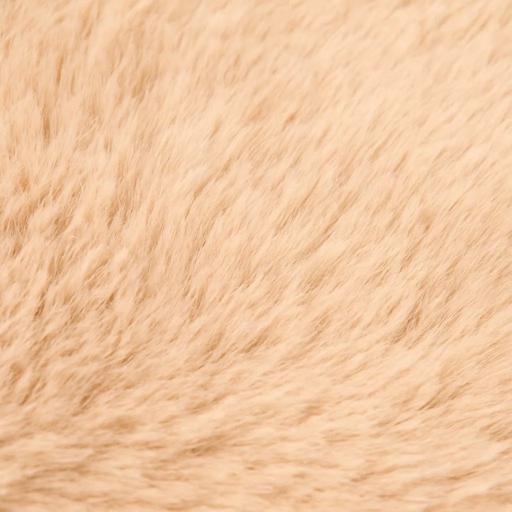 Dywanik Futrzany Beżowy 100cm Dekoracyjny Antypoślizgowy do Salonu Sypialni