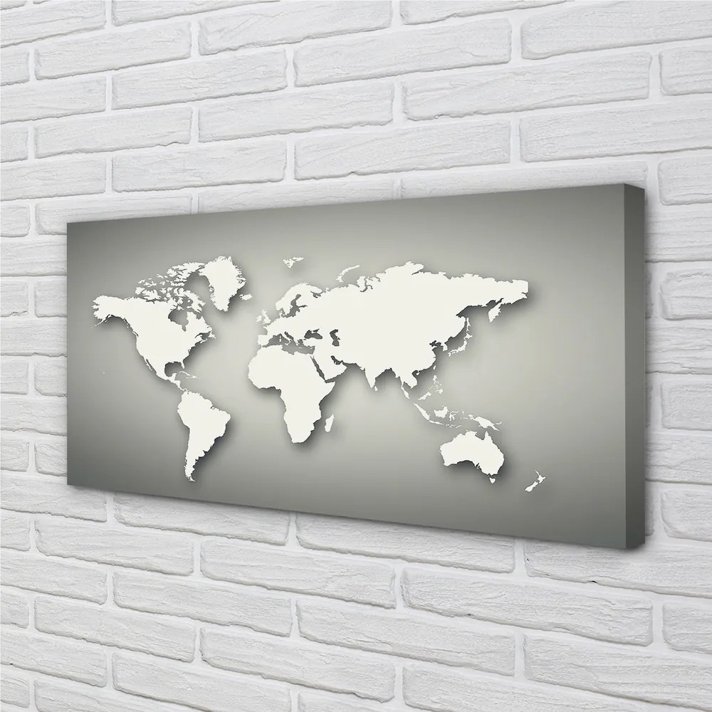 Obraz na płótnie Biała Mapa na Szarym Tle