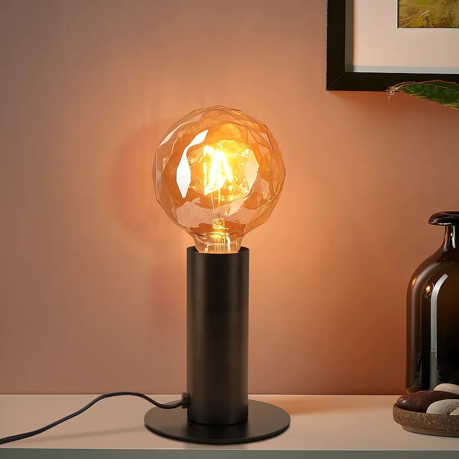 NETTLIFE lampka nocna vintage lampa stołowa E27 czarna MAX.40W retro industrialna