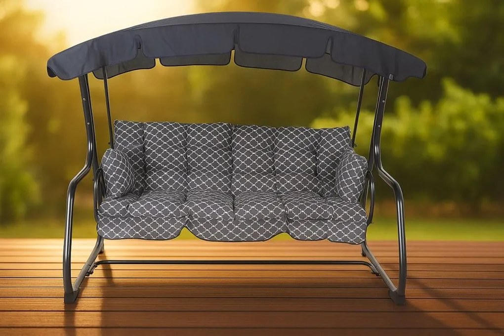 Huśtawka ogrodowa metalowa, rozkładana, dla 4 osób, 209 cm