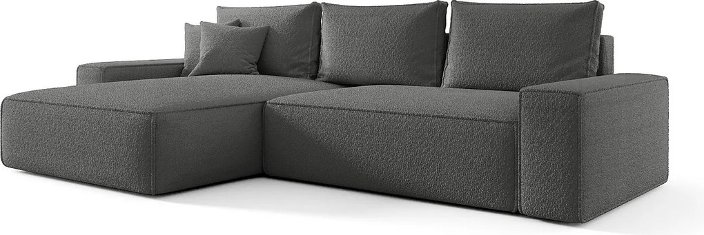 NAROŻNIK MONA z funkcją spania QUELLE 92 Szary Lewy Sofa w kształcie L z pojemnikiem na pościel, sofa rozkładana, sofa do salonu