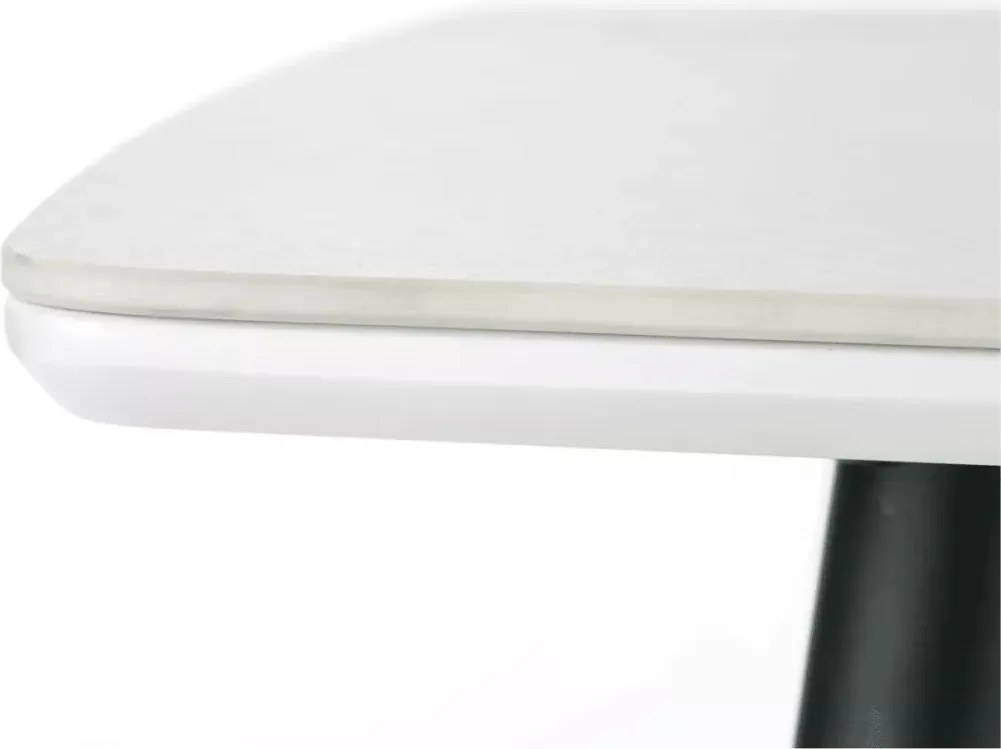 Stół Siena 120x70 cm – Nowoczesny Stół z Białym Blatem Marmurowym z MDF lakierowanego i Stylowymi Czarnymi Nogami do Jadalni