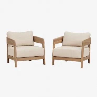 Zestaw 2 Foteli Z Drewna Akacjowego Uleno Jasny Akacjowy Brąz - Sklum